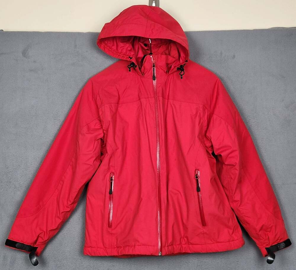 LANDS END Jacket Womens Medium 10-12 Red Lined Insulated Ski Snowboard Sports